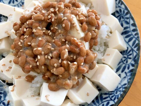 豆腐と納豆の丼★